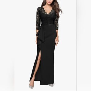 Chic Black Lace Long Sleeve Dress SZ 2xl